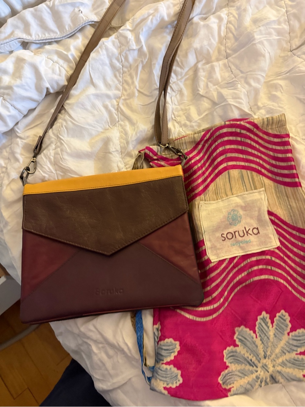Soruka Recycled Leather 4-Way Convertible Crossbody Bag | NWT